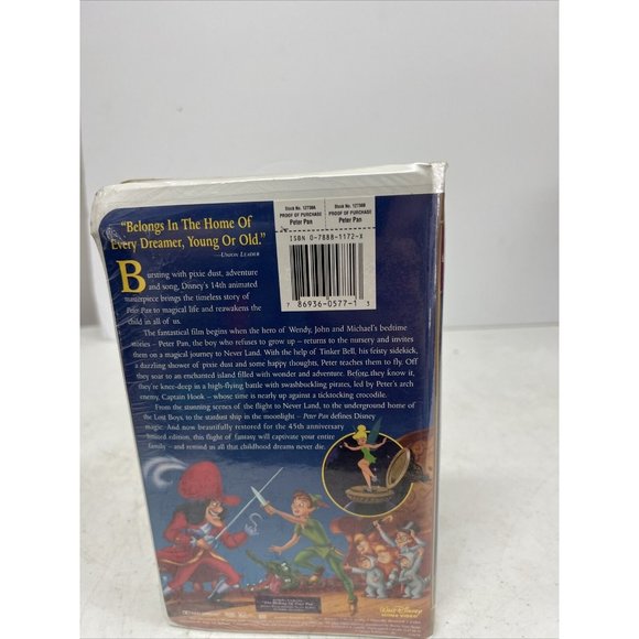 New SEALED VHS Tape Walt Disney Peter Pan Masterpiece 45TH Anniversary - Picture 8 of 12